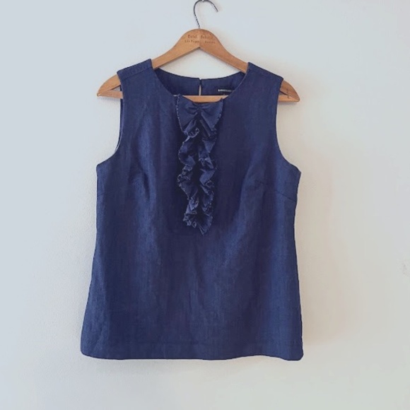 Banana Republic Ruffle Front Woolblend Lined Blouse, Sz 8 - Picture 1 of 5